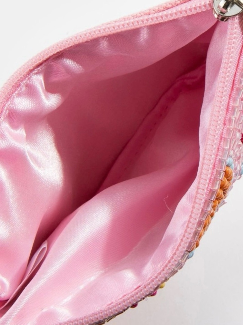 Beaded Heart Zip Pouch - Pink Multicolor - Picture 4 of 5